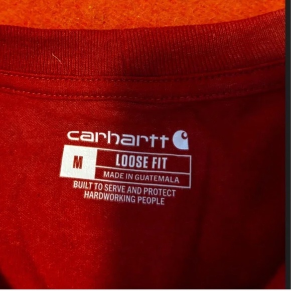 Carhartt oversized burnt orange logo pocket long sleeve shirt NWT - Picture 5 of 7